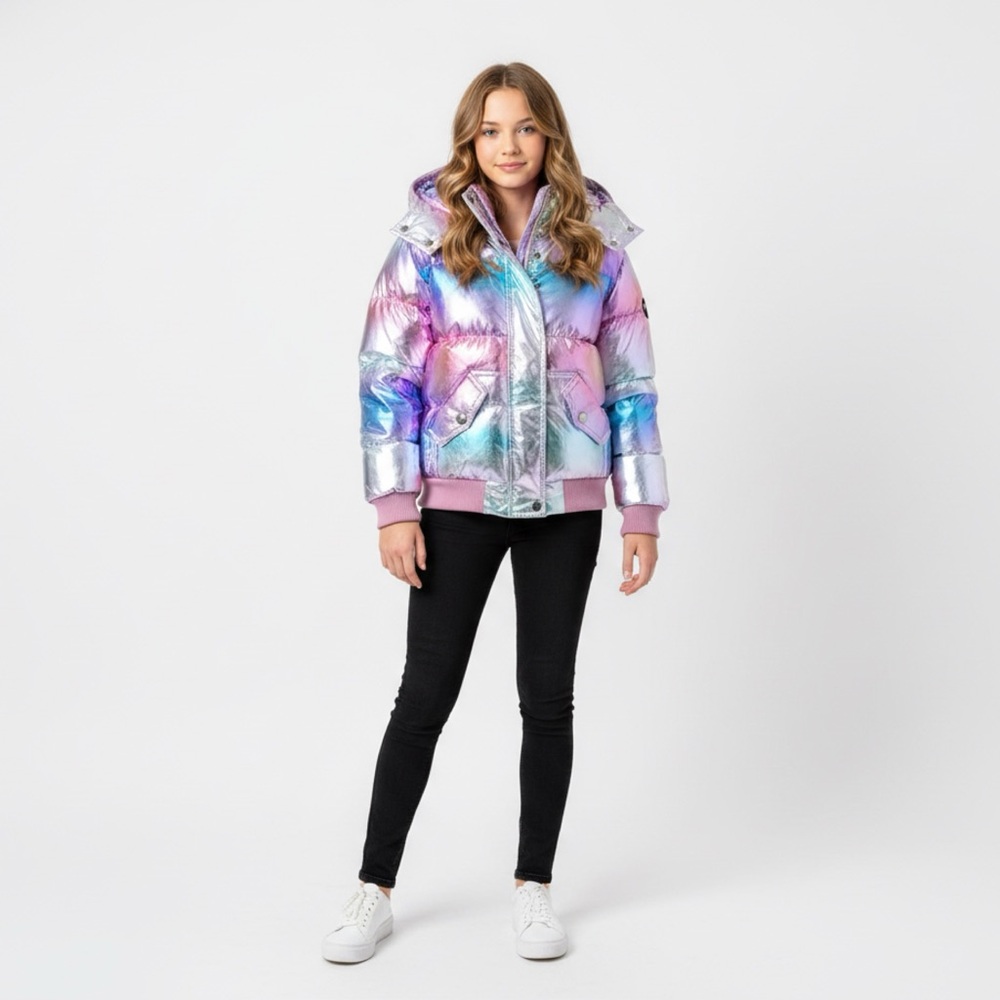 12 Appaman Girls Winter‎ Shiny Ombre Hooded Puffer Jacket Hip Length NWT Last 1